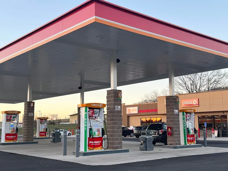 Fuel canopy and forecourt. Circle K, Radford, VA