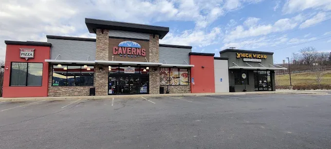 Storefront with the in-line restaurant bay. Caverns Market, Salem, VA