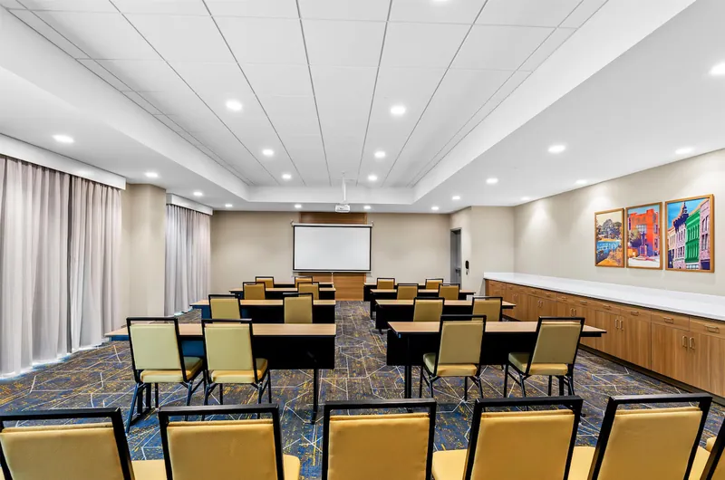 Meeting room set for a presentation. Hampton Inn, Daleville, VA