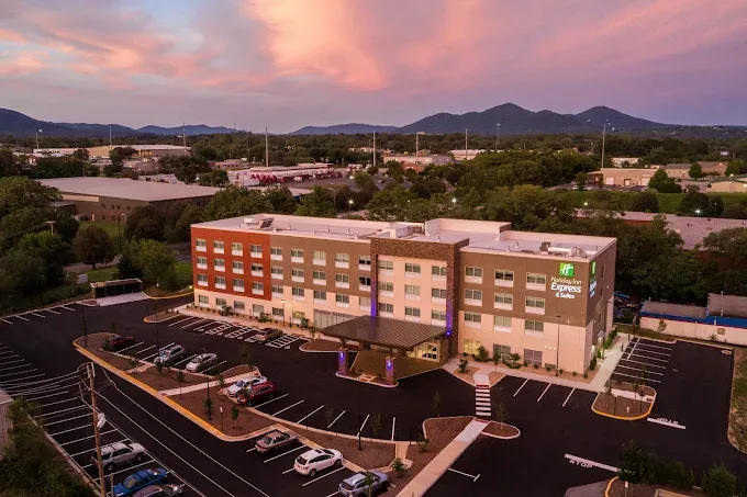 Aerial view at dusk. Holiday Inn Express, Roanoke, VA