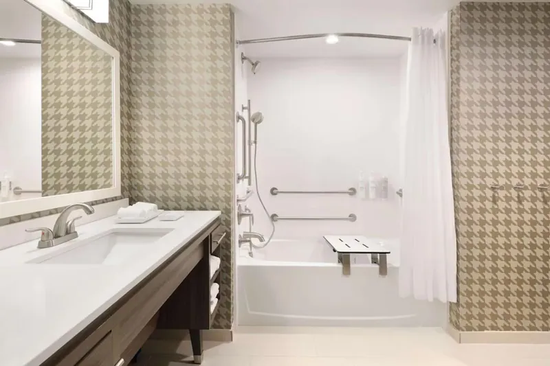 Guest bathroom and vanity. Home2 Suites by Hilton, Lynchburg, VA
