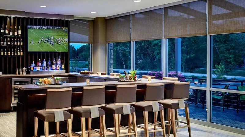 Bar counter along the window wall. SpringHill Suites by Marriott, Roanoke, VA