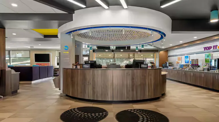 Circular front desk. Tru by Hilton, Christiansburg, VA