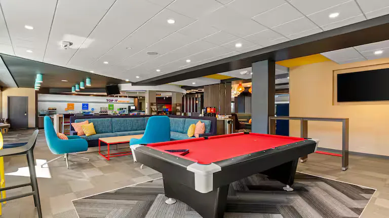 Game area with pool table. Tru by Hilton, Christiansburg, VA